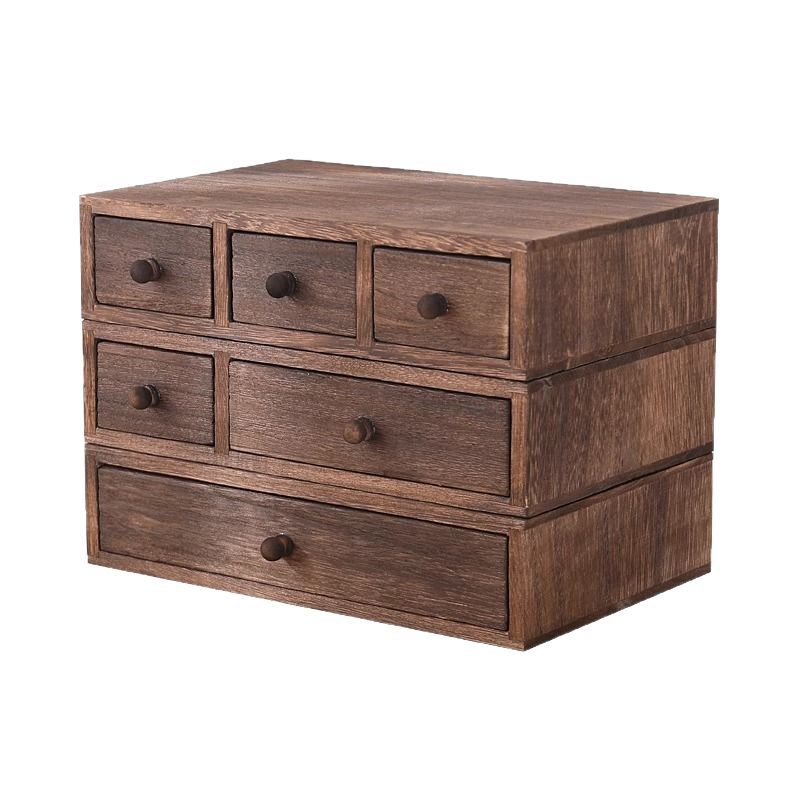 Wooden Desktop Storage Box Display Height Rack Jewelry Drawer Finishing Mini Student Stationery Storage Cabinet