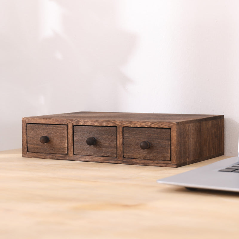 Wooden Desktop Storage Box Display Height Rack Jewelry Drawer Finishing Mini Student Stationery Storage Cabinet