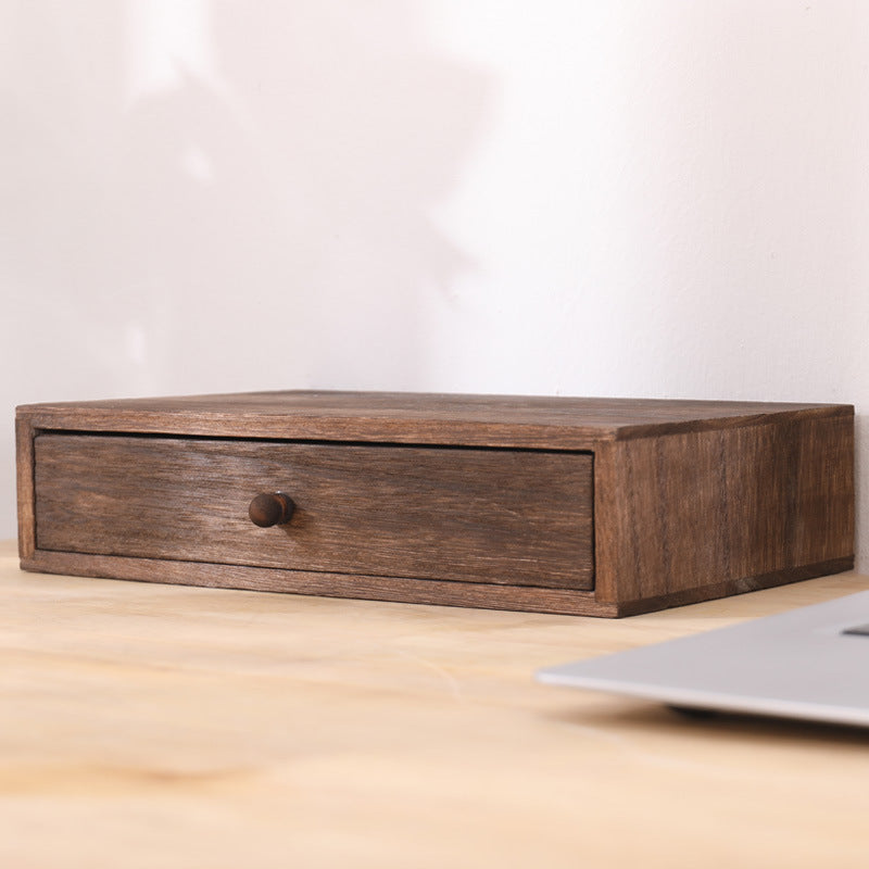 Wooden Desktop Storage Box Display Height Rack Jewelry Drawer Finishing Mini Student Stationery Storage Cabinet