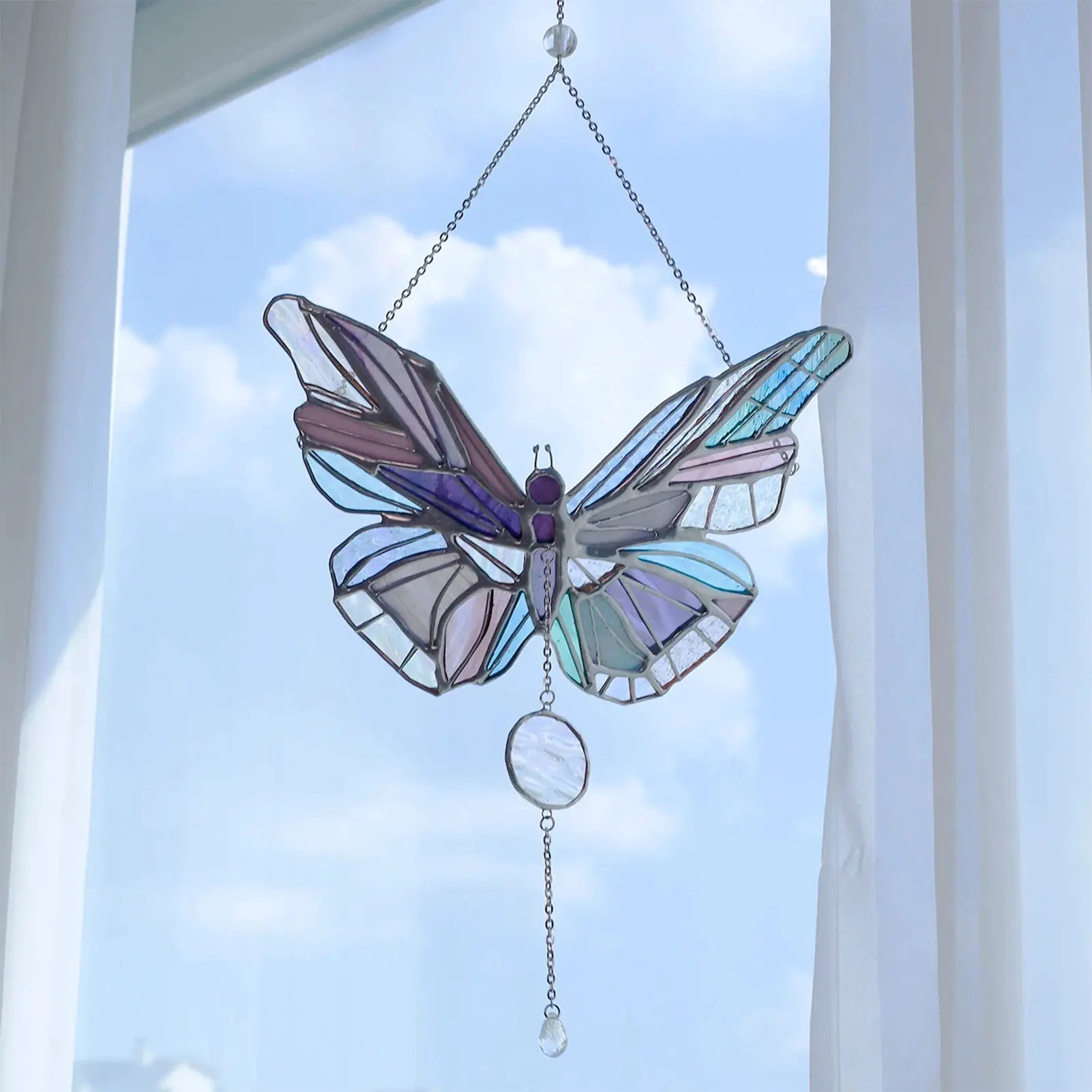 Colorful Butterfly Acrylic Sun Catcher Wind Chime Decor